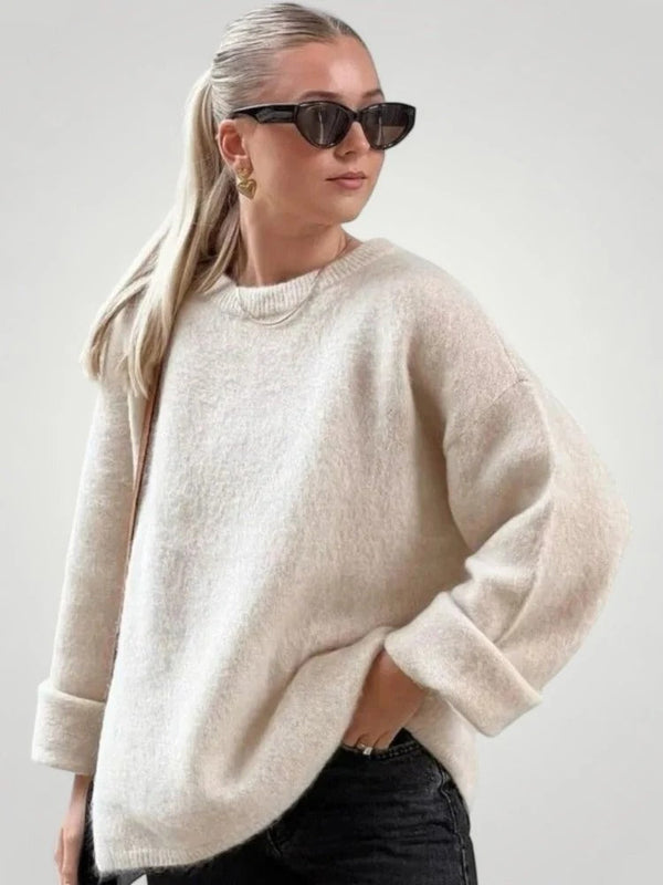 Oversize-Pullover Damen mit lässigem Schnitt und umgeschlagenen Ärmeln | A&B - 1 - Annoboutique