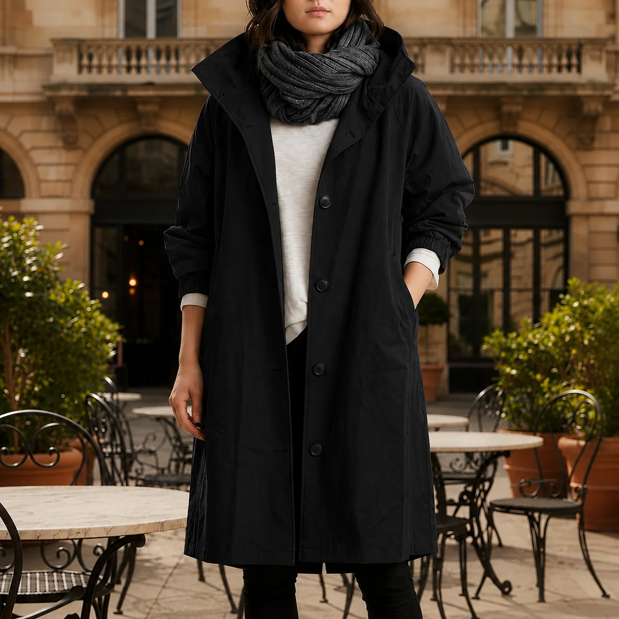 Modische Damenjacke mit Kapuze und tailliertem Schnitt | A&B - 4 - Annoboutique
