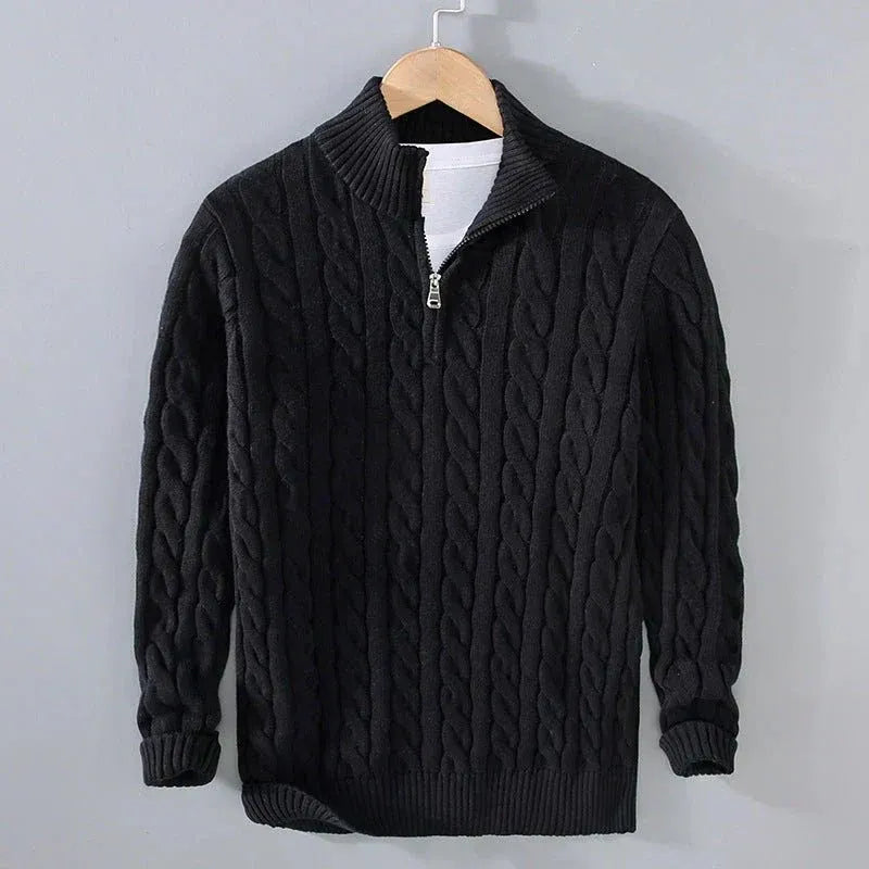 Pullover Herren mit Zopfmuster und Stehkragen | A&B - 2 - Annoboutique