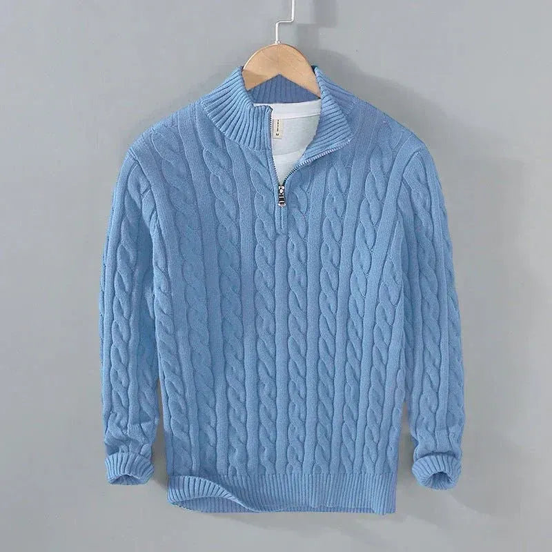 Pullover Herren mit Zopfmuster und Stehkragen | A&B - 4 - Annoboutique