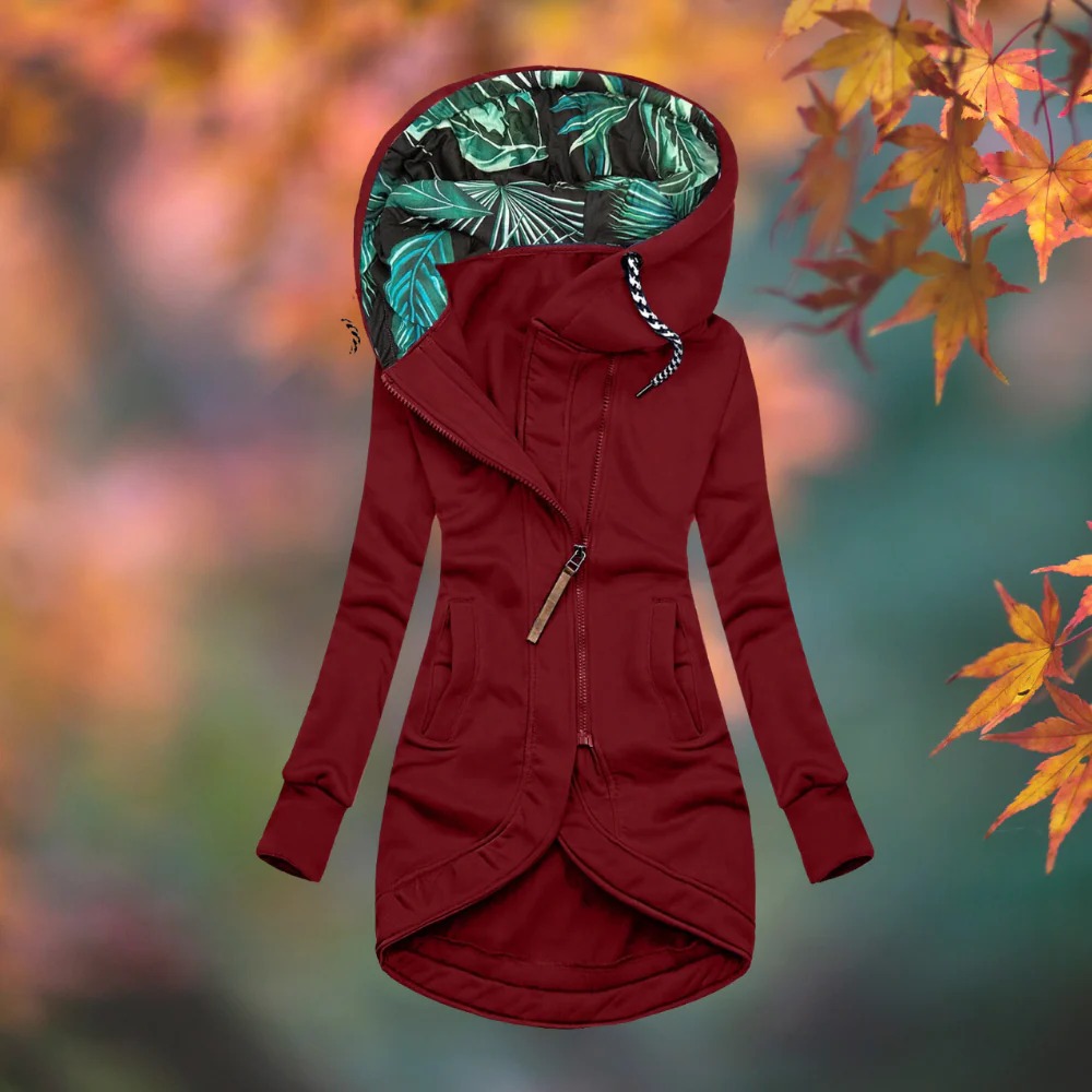 Layla – Asymmetrischer Kapuzenmantel Damen