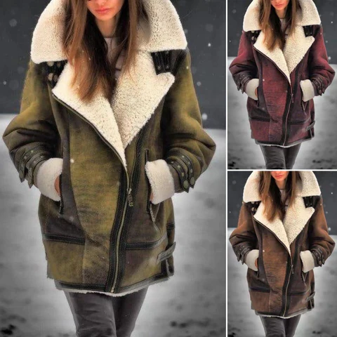 Magda – Gefütterte Shearling-Winterjacke Damen