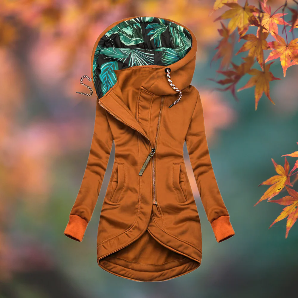 Layla – Asymmetrischer Kapuzenmantel Damen