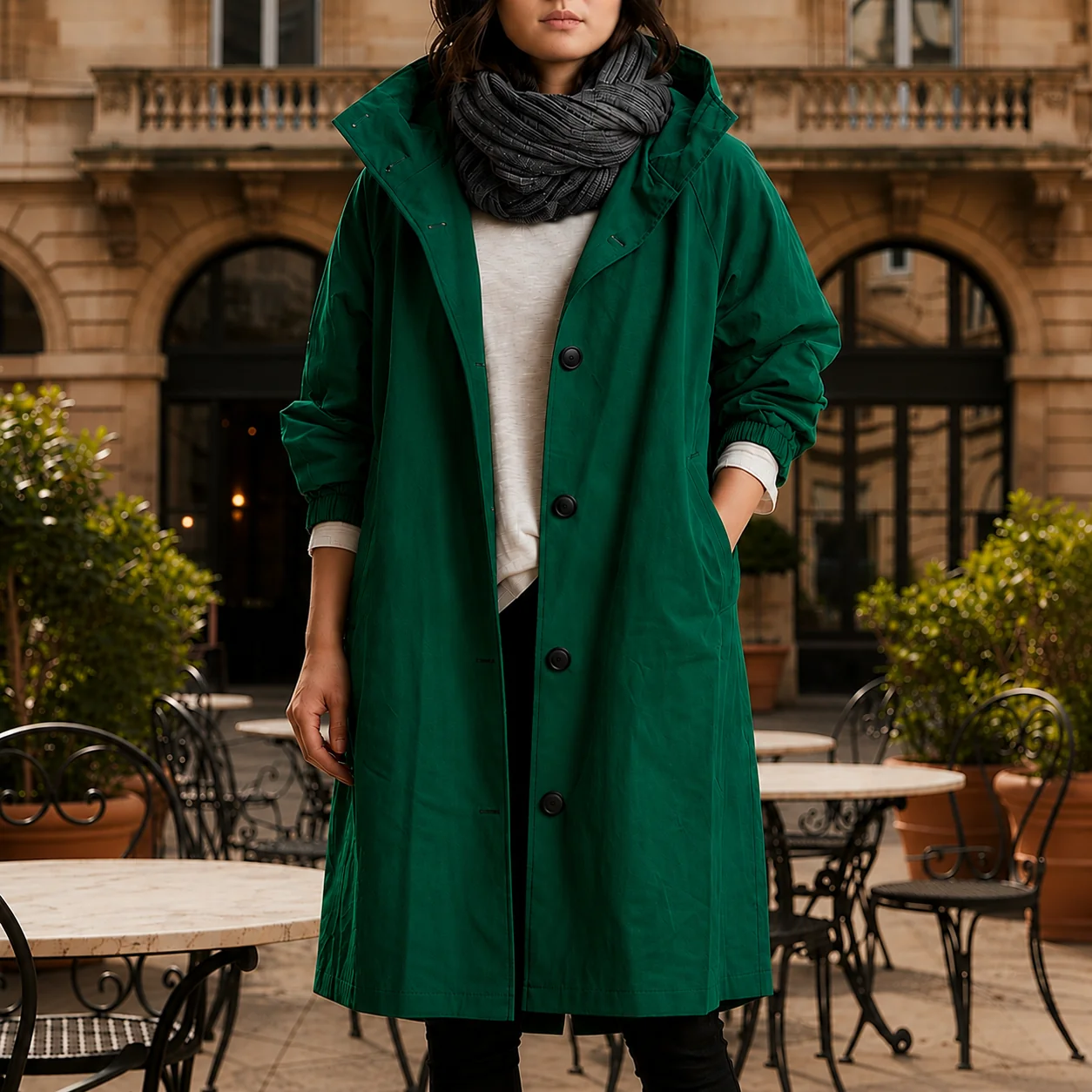 Modische Damenjacke mit Kapuze und tailliertem Schnitt | A&B - 6 - Annoboutique