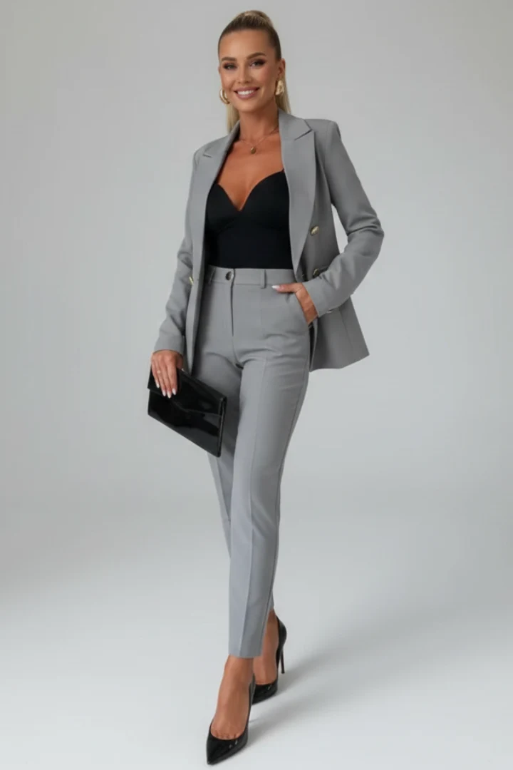Damen Outfit mit tailliertem Blazer und Slim-Fit Hose | A&B - 8 - Annoboutique