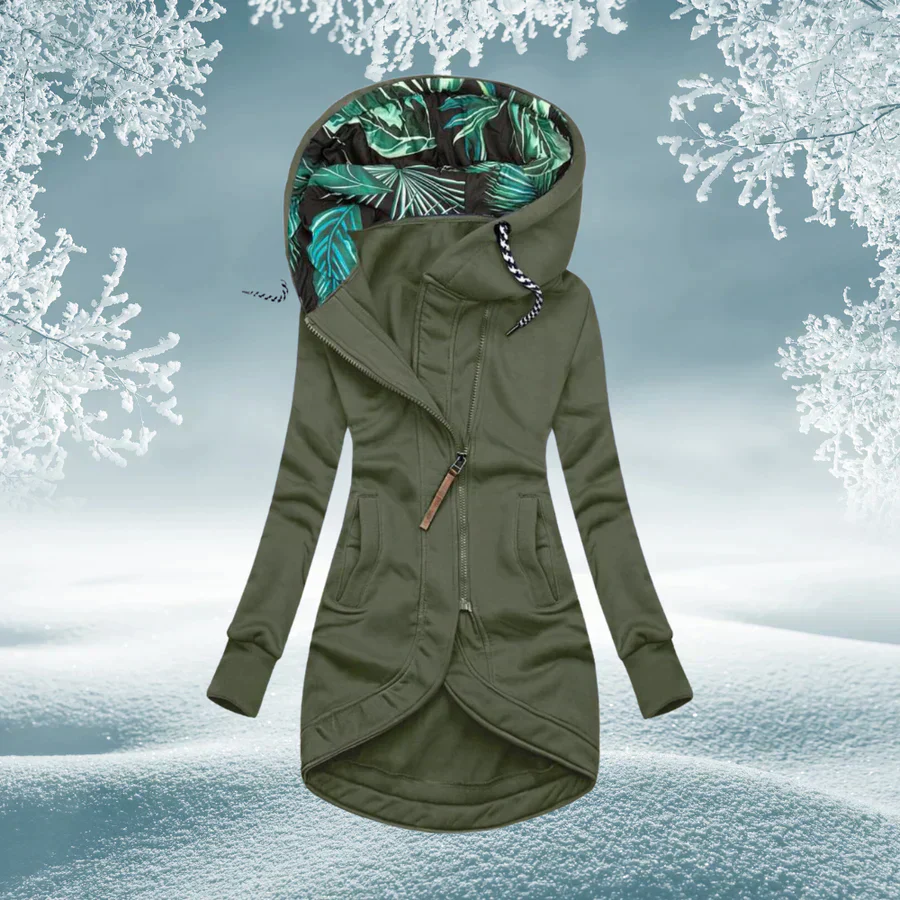 Layla – Asymmetrischer Kapuzenmantel Damen