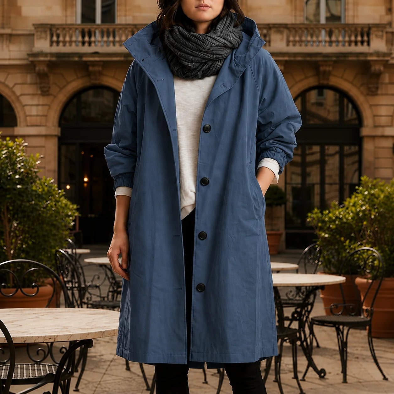 Modische Damenjacke mit Kapuze und tailliertem Schnitt | A&B - 2 - Annoboutique