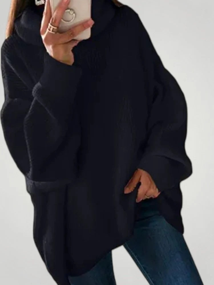 Oversize-Pullover Damen mit Rollkragen und lässiger Passform | A&B - 3 - Annoboutique