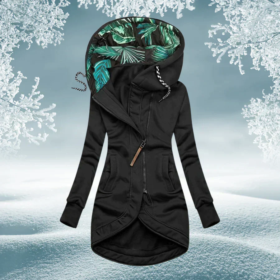 Layla – Asymmetrischer Kapuzenmantel Damen