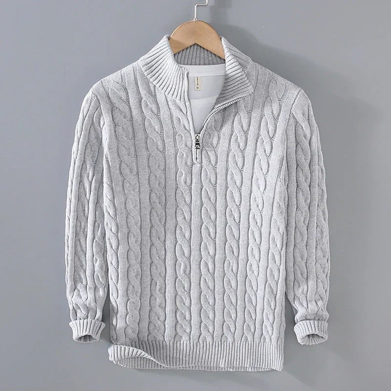 Pullover Herren mit Zopfmuster und Stehkragen | A&B - 3 - Annoboutique