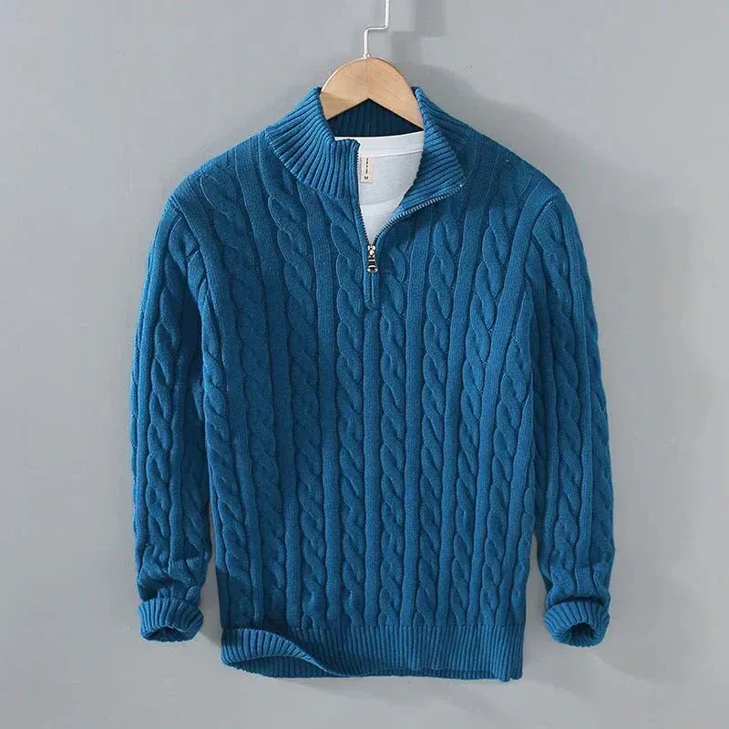Pullover Herren mit Zopfmuster und Stehkragen | A&B - 6 - Annoboutique