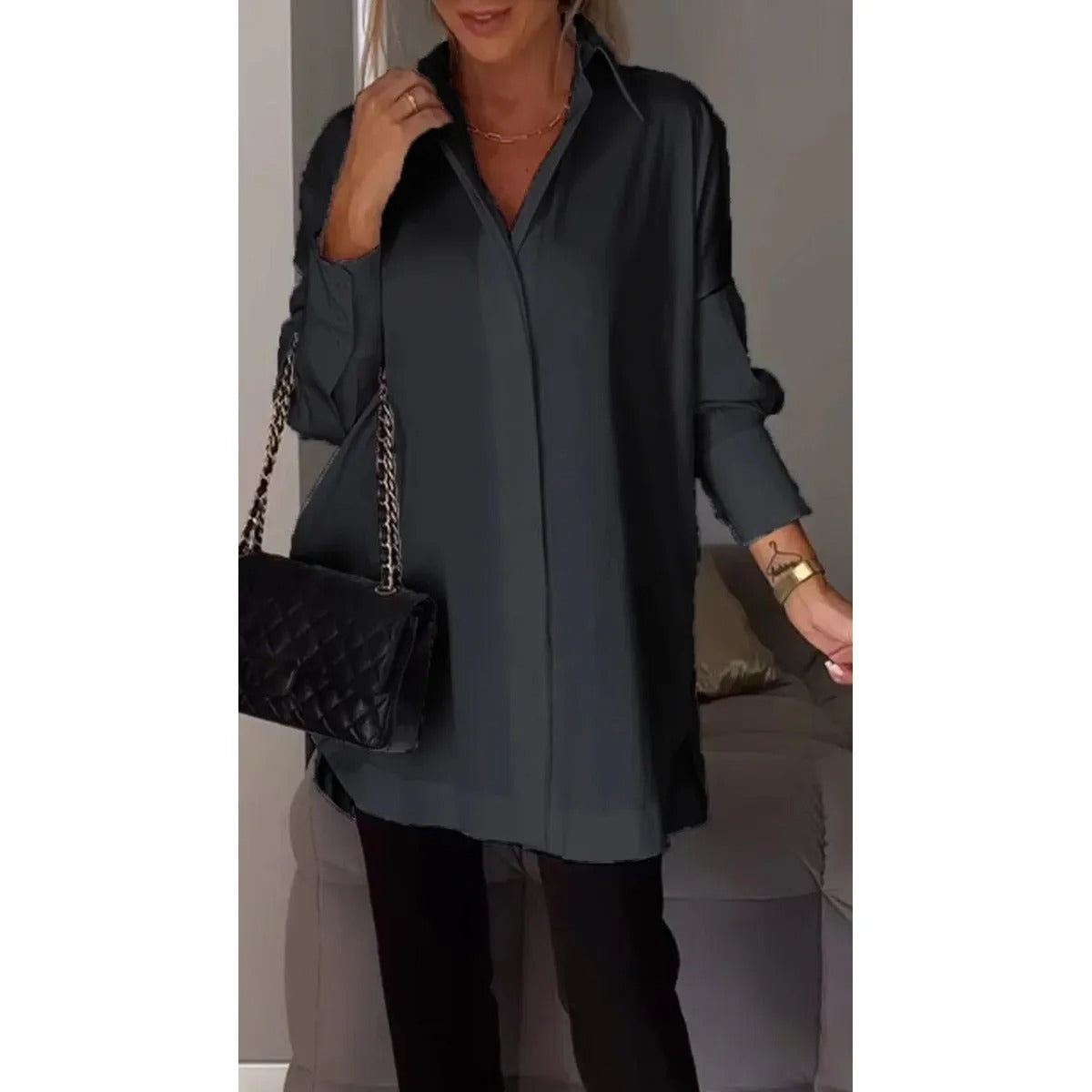 Lisa – Elegantes Oversize-Baumwollhemd mit klassischem Kragen für Damen