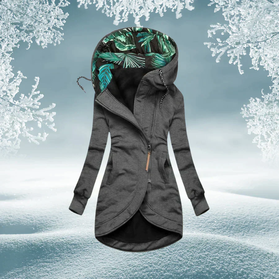 Layla – Asymmetrischer Kapuzenmantel Damen