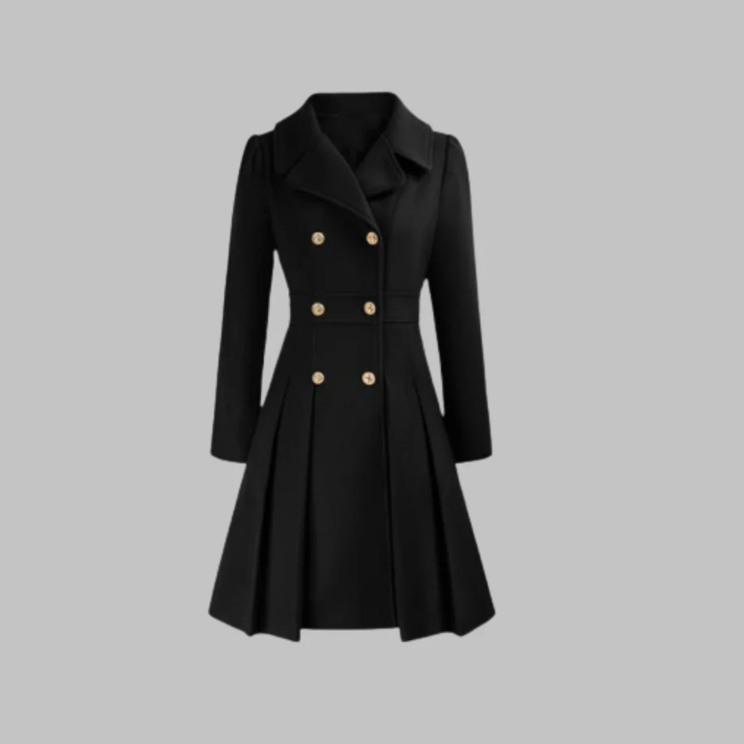 Eleganter Damenmantel mit doppeltem Knopfverschluss und ausladendem Rock | A&B - 2 - Annoboutique