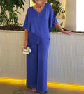 Elegantes Damen-Set mit V-Ausschnitt und weitem Bein | A&B - 1 - Annoboutique