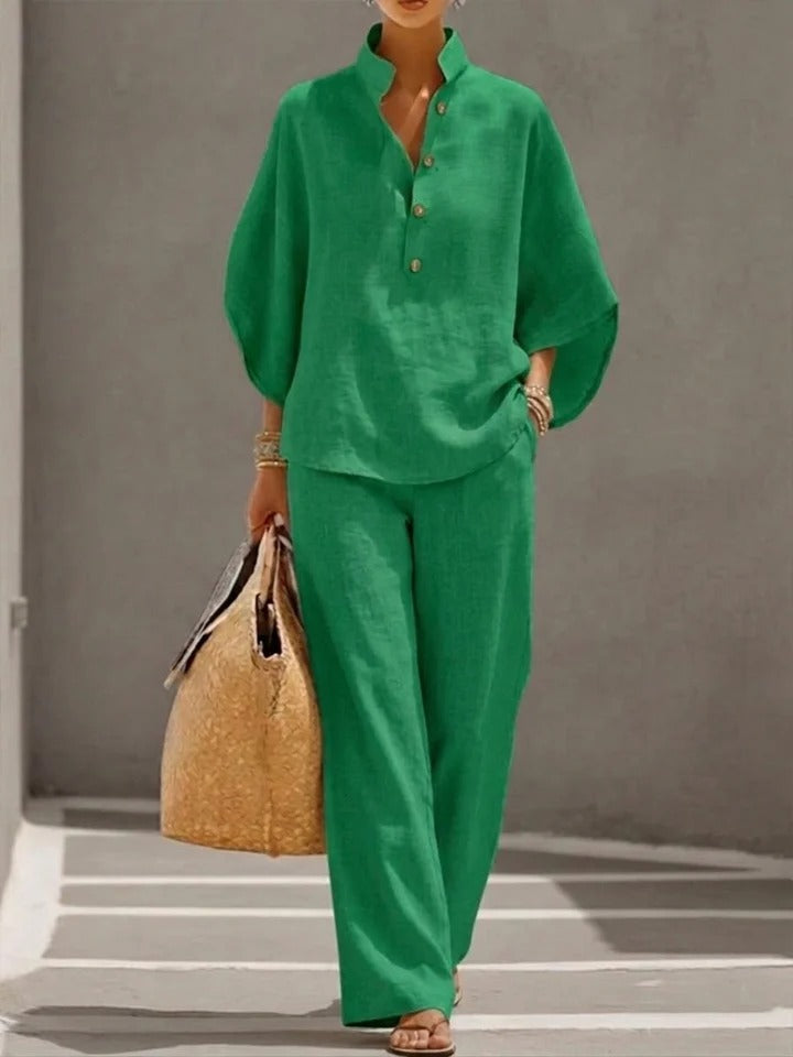Stilvolles Outfit Damen mit Stehkragen und weitem Schnitt | A&B - 3 - Annoboutique