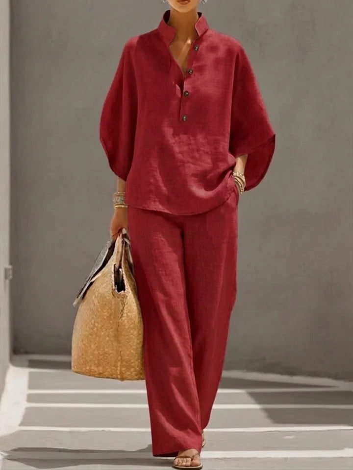 Stilvolles Outfit Damen mit Stehkragen und weitem Schnitt | A&B - 6 - Annoboutique