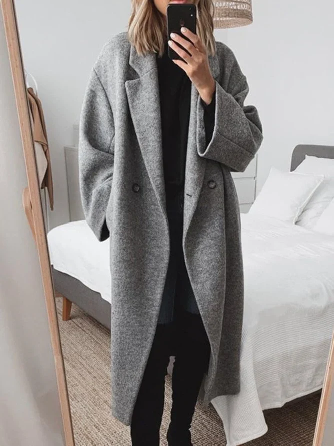 Damen Mantel mit lässiger Passform und Zweireiher-Design | A&B - 1 - Annoboutique