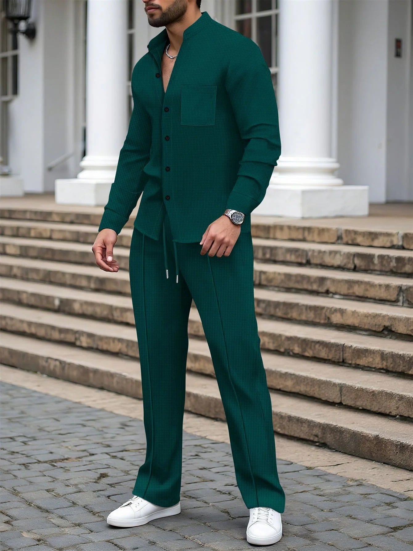 Elegantes Herren Outfit mit taillierter Hose und Knopfdetails | A&B - 5 - Annoboutique