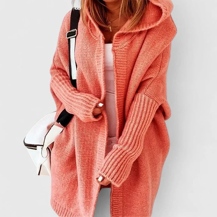 Oversized Cardigan Damen mit Kapuze und Struktur | A&B - 2 - Annoboutique