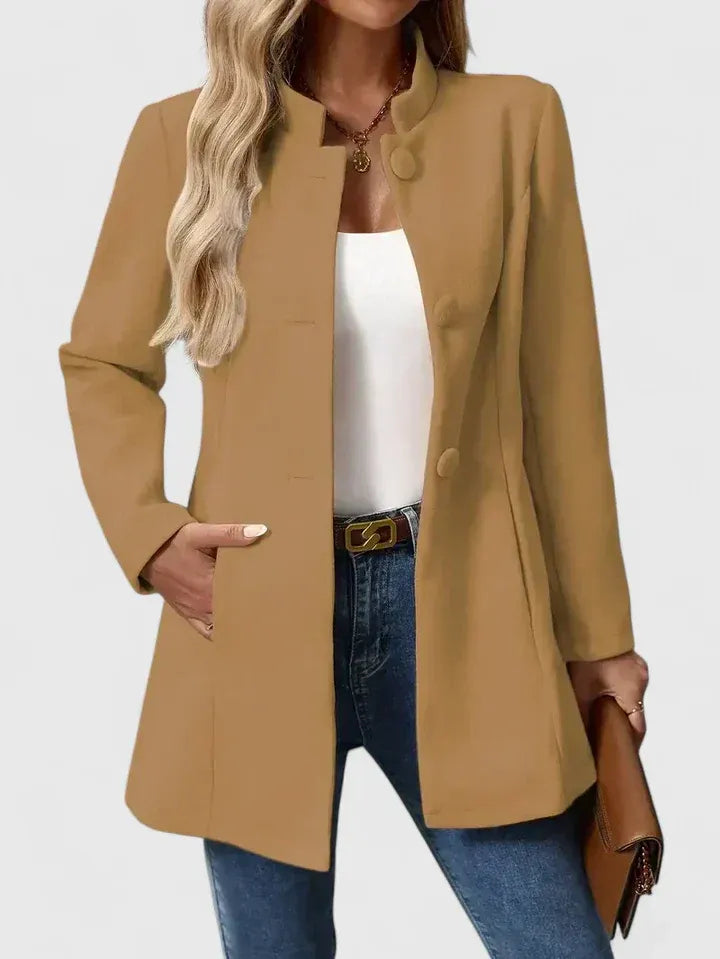 Damenjacke mit Stehkragen und Knopfdetail | A&B - 3 - Annoboutique