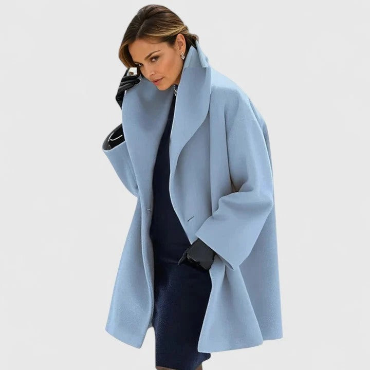 Oversize Damenmantel mit breitem Kragen und offener Front | A&B - 1 - Annoboutique