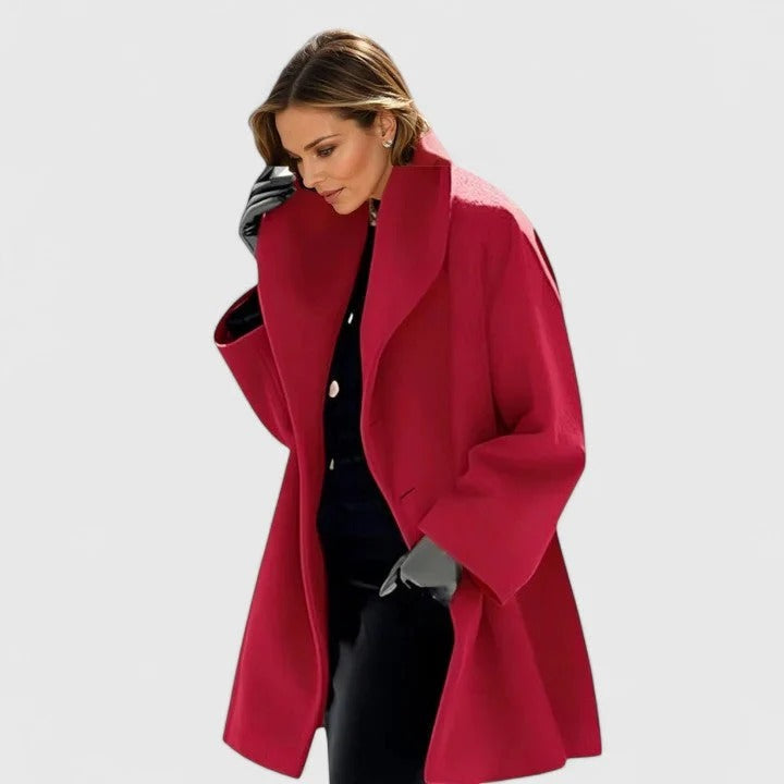 Oversize Damenmantel mit breitem Kragen und offener Front | A&B - 2 - Annoboutique