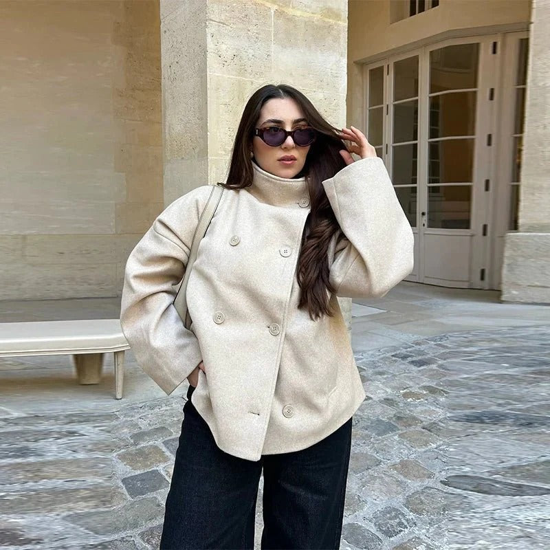 Damenjacke mit hohem Kragen und entspannter Passform | A&B - 3 - Annoboutique