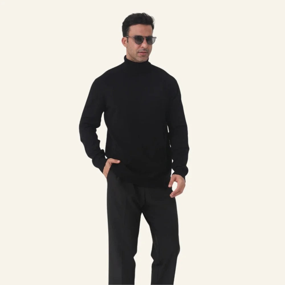 Rollkragenpullover Herren in Slim-Fit mit gerippten Ärmeln | A&B - 5 - Annoboutique
