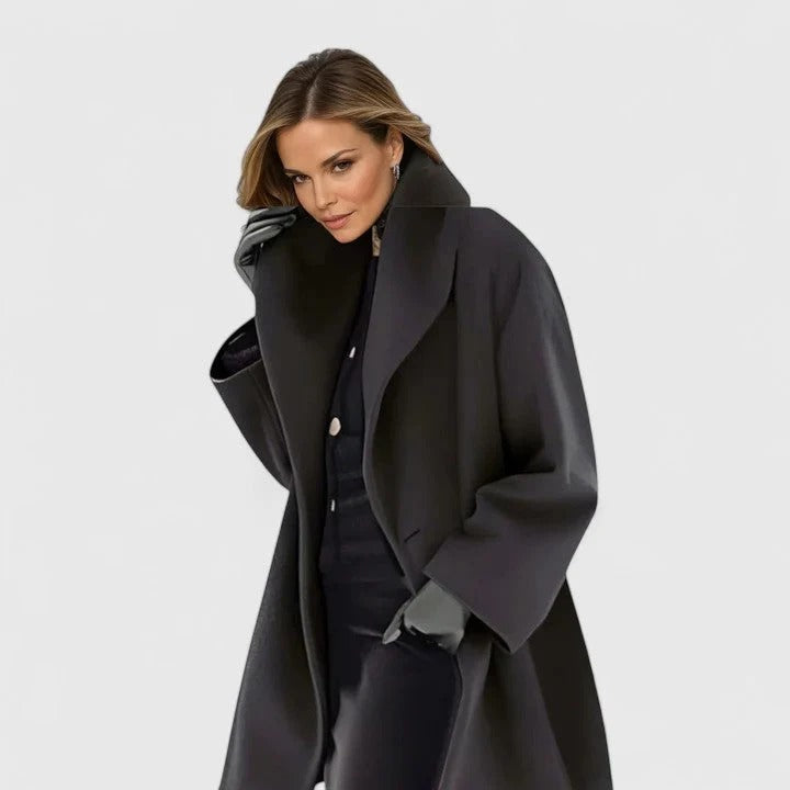 Oversize Damenmantel mit breitem Kragen und offener Front | A&B - 3 - Annoboutique