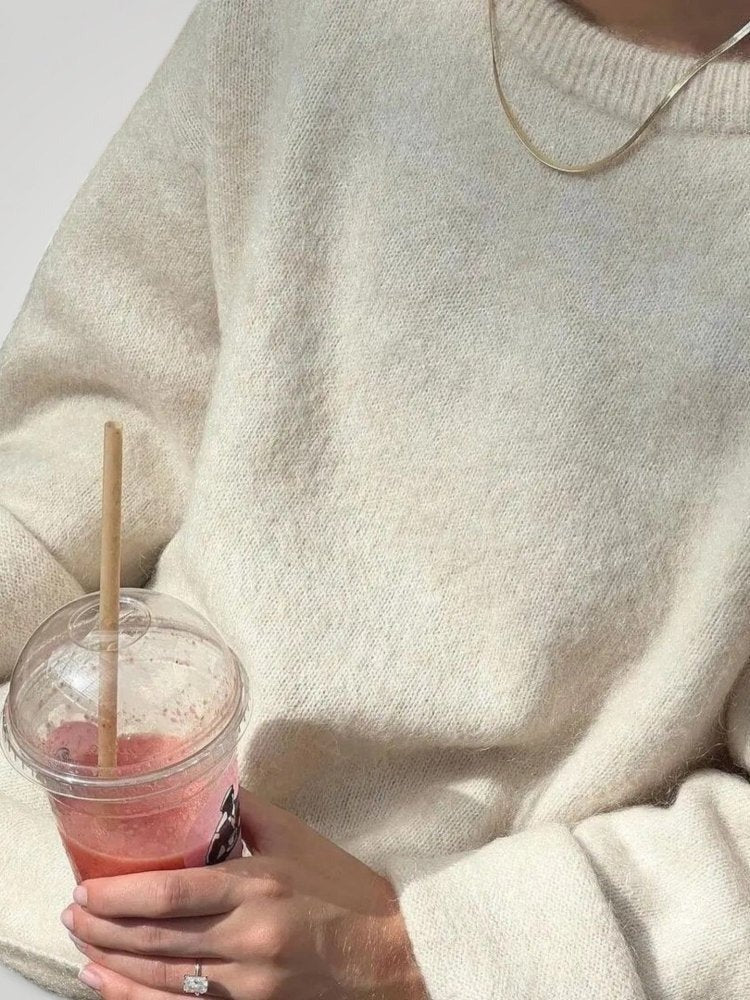 Oversize-Pullover Damen mit lässigem Schnitt und umgeschlagenen Ärmeln | A&B - 2 - Annoboutique