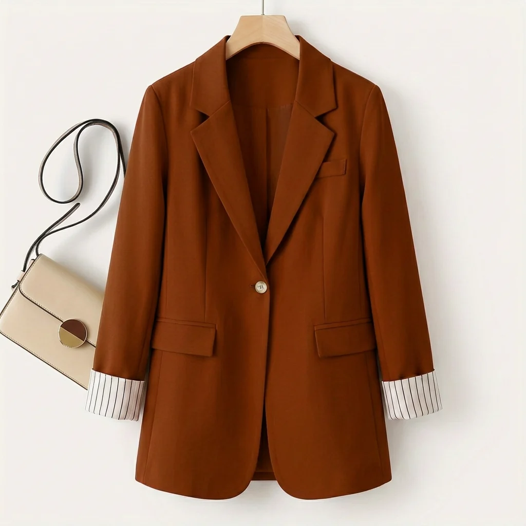 Blazer Damen mit taillierter Passform und kontrastierenden Manschetten | A&B - 4 - Annoboutique