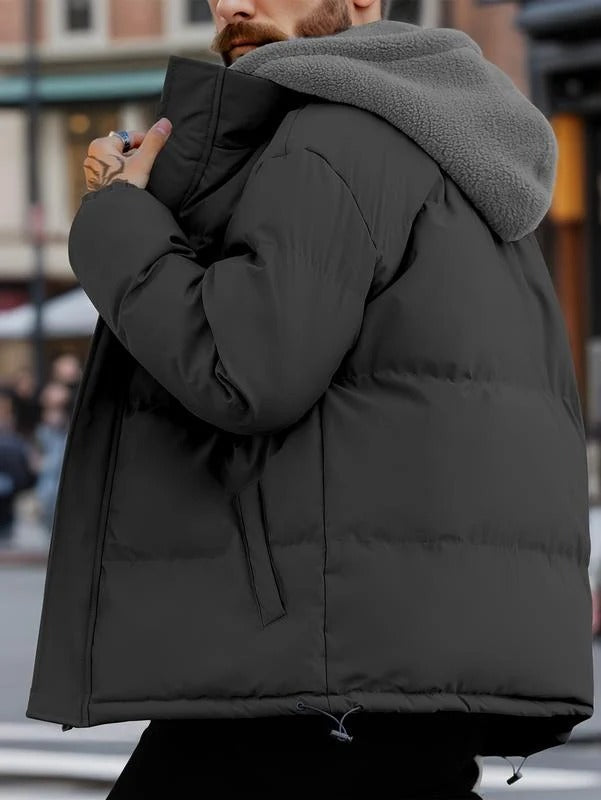 Moderne Herren Steppjacke mit Kapuze und Taschen | A&B - 5 - Annoboutique