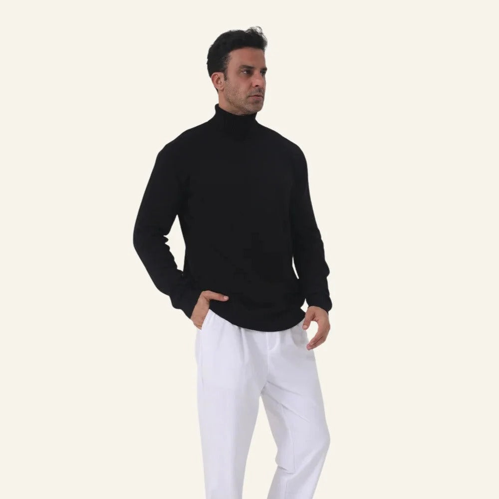 Rollkragenpullover Herren in Slim-Fit mit gerippten Ärmeln | A&B - 7 - Annoboutique