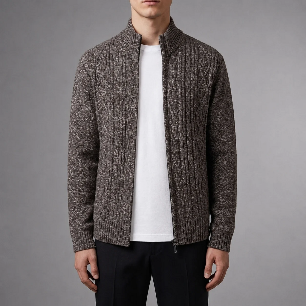 Herrenjacke mit Zopfmuster und Stehkragen | A&B - 2 - Annoboutique