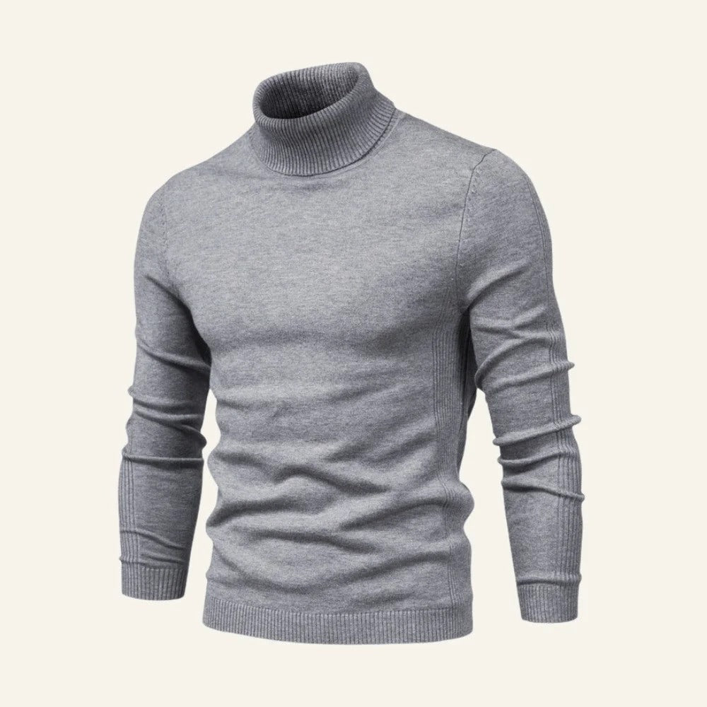 Rollkragenpullover Herren in Slim-Fit mit gerippten Ärmeln | A&B - 2 - Annoboutique