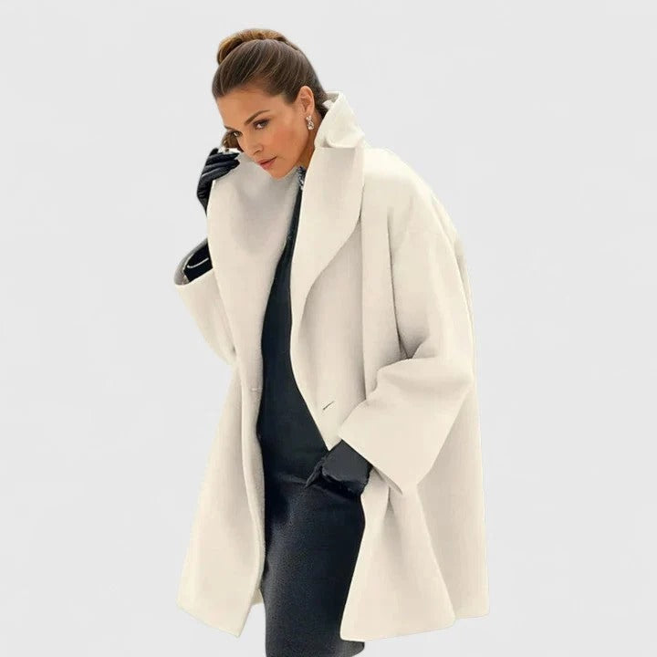 Oversize Damenmantel mit breitem Kragen und offener Front | A&B - 6 - Annoboutique