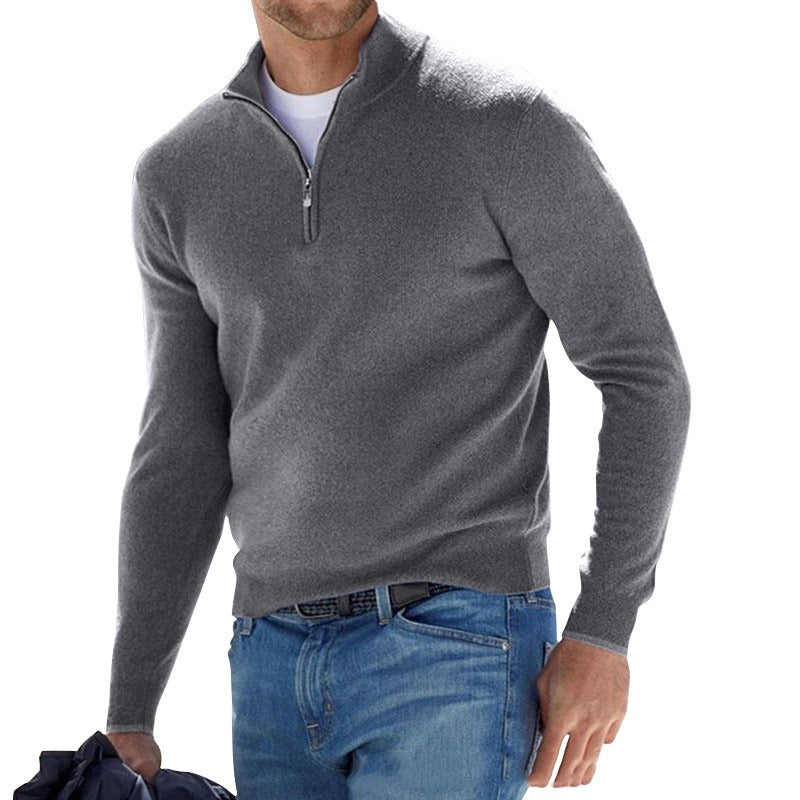 Herrenpullover mit Reißverschluss und strukturiertem Design | A&B