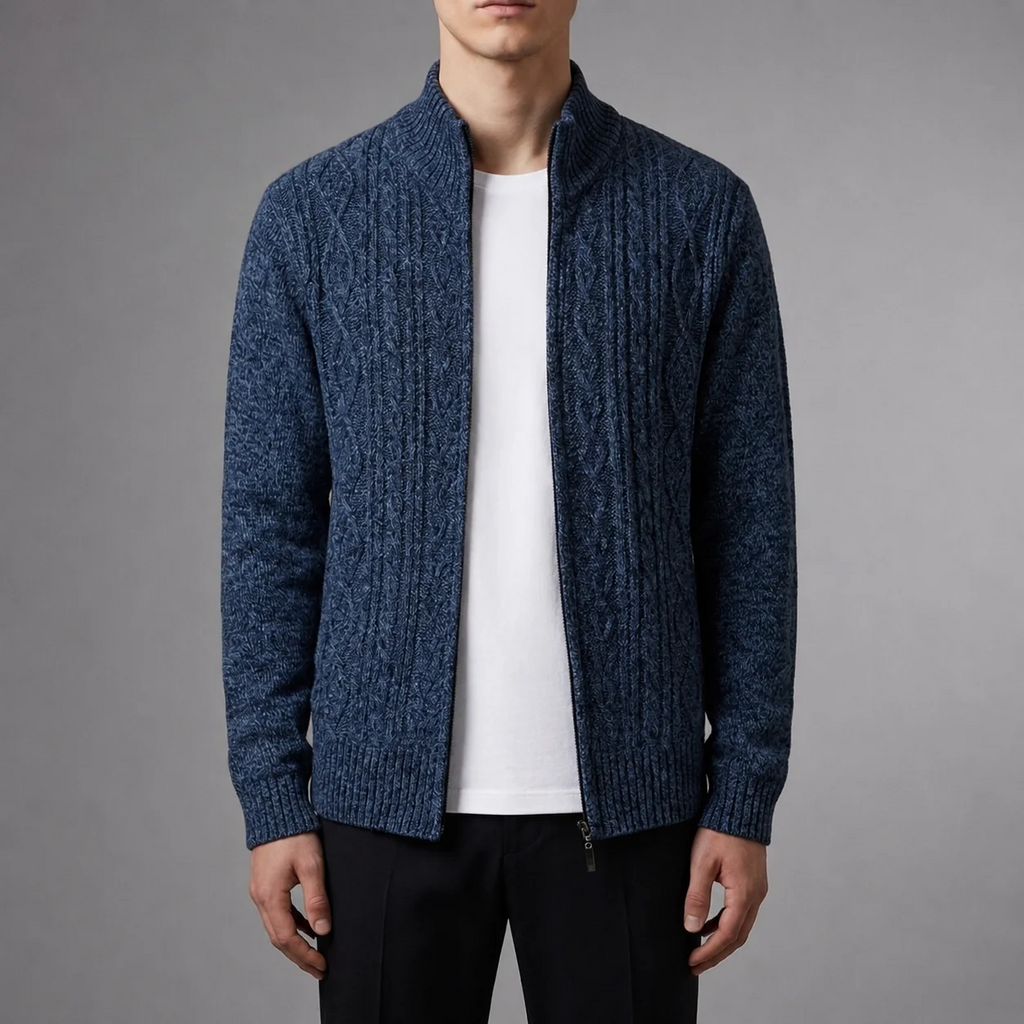 Herrenjacke mit Zopfmuster und Stehkragen | A&B - 1 - Annoboutique