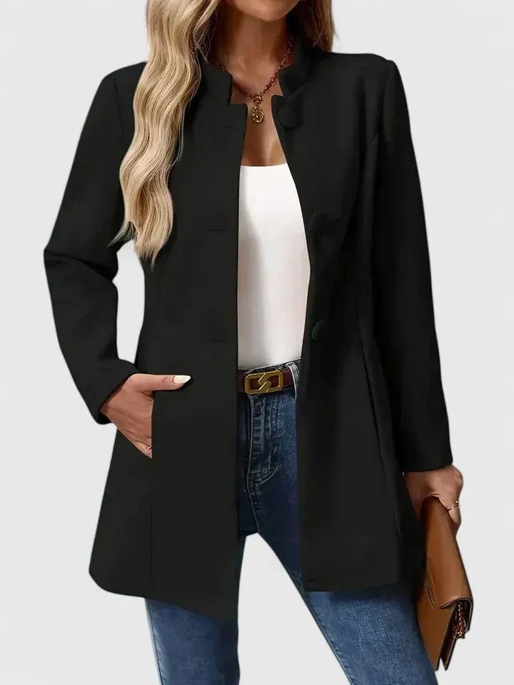 Damenjacke mit Stehkragen und Knopfdetail | A&B - 2 - Annoboutique