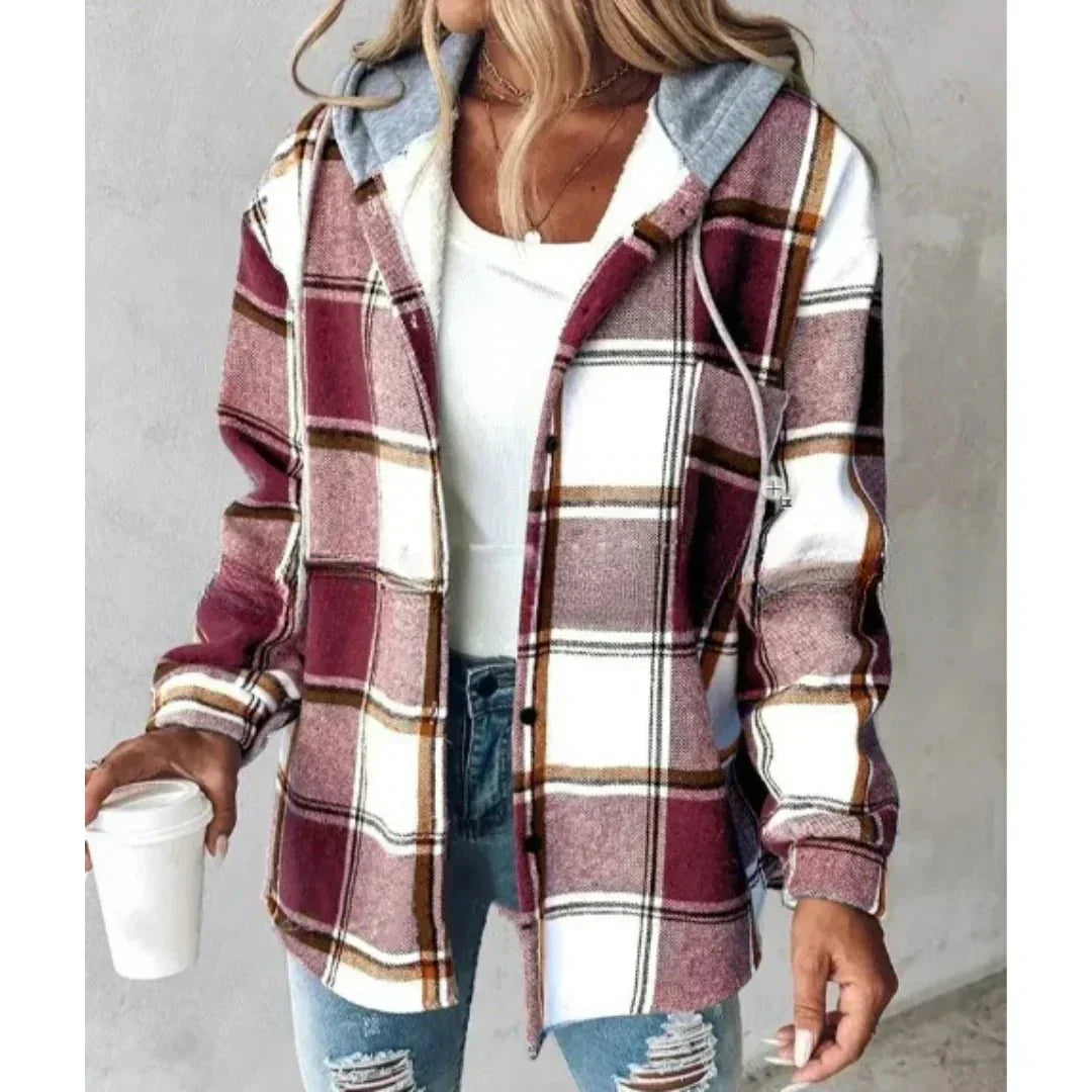 Annika | Lässige Karierte Kapuzenjacke - Elle Zürich