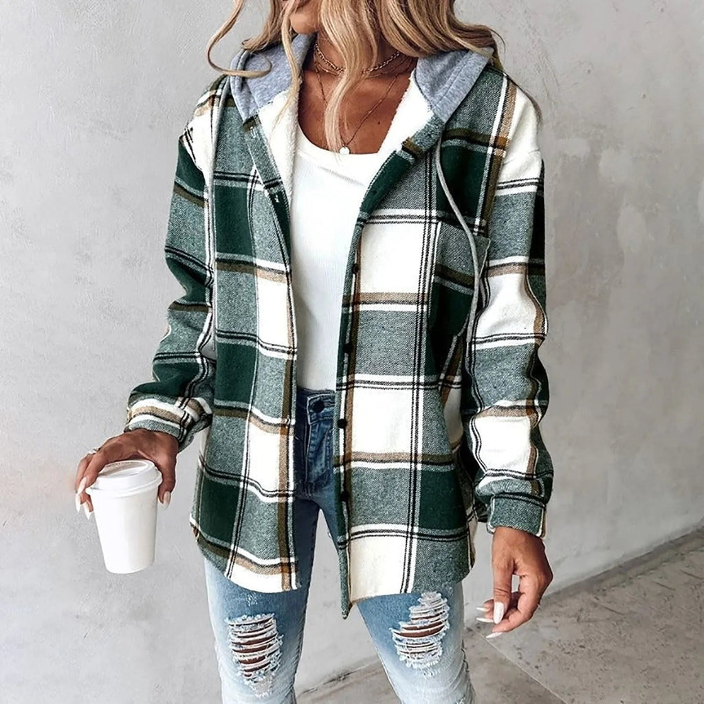 Hannah – Gefüttertes Karo-Hoodie-Overshirt für Damen