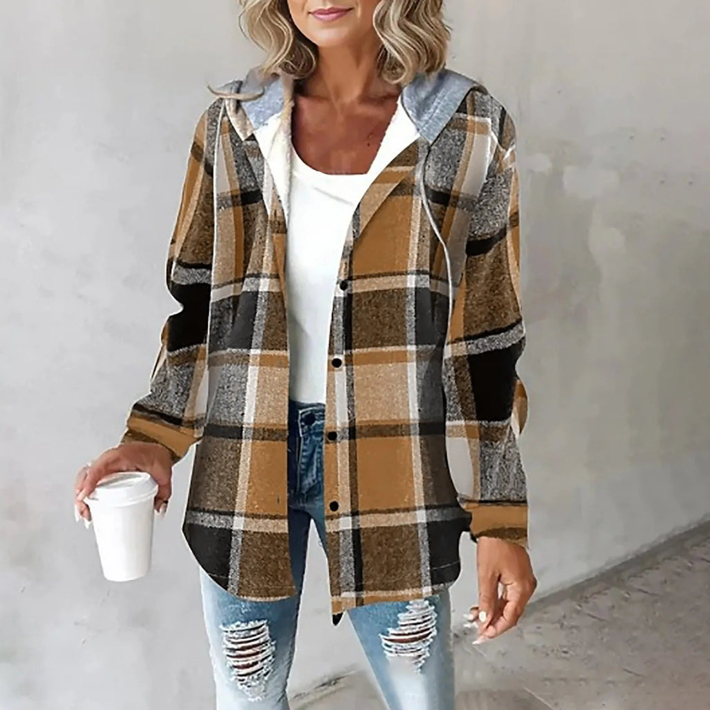 Hannah – Gefüttertes Karo-Hoodie-Overshirt für Damen