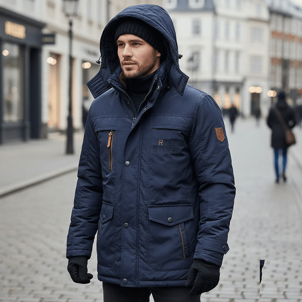 Herren Jacke mit Fleece-Innenfutter und Abnehmbarer Kapuze - J&B - 8 - Annoboutique