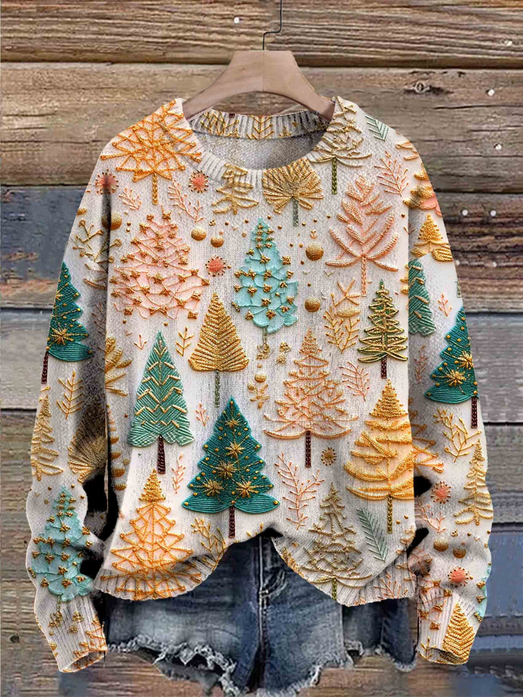 Noelia - Damen Pullover mit Weihnachtsmotiv und Rundhalsausschnitt