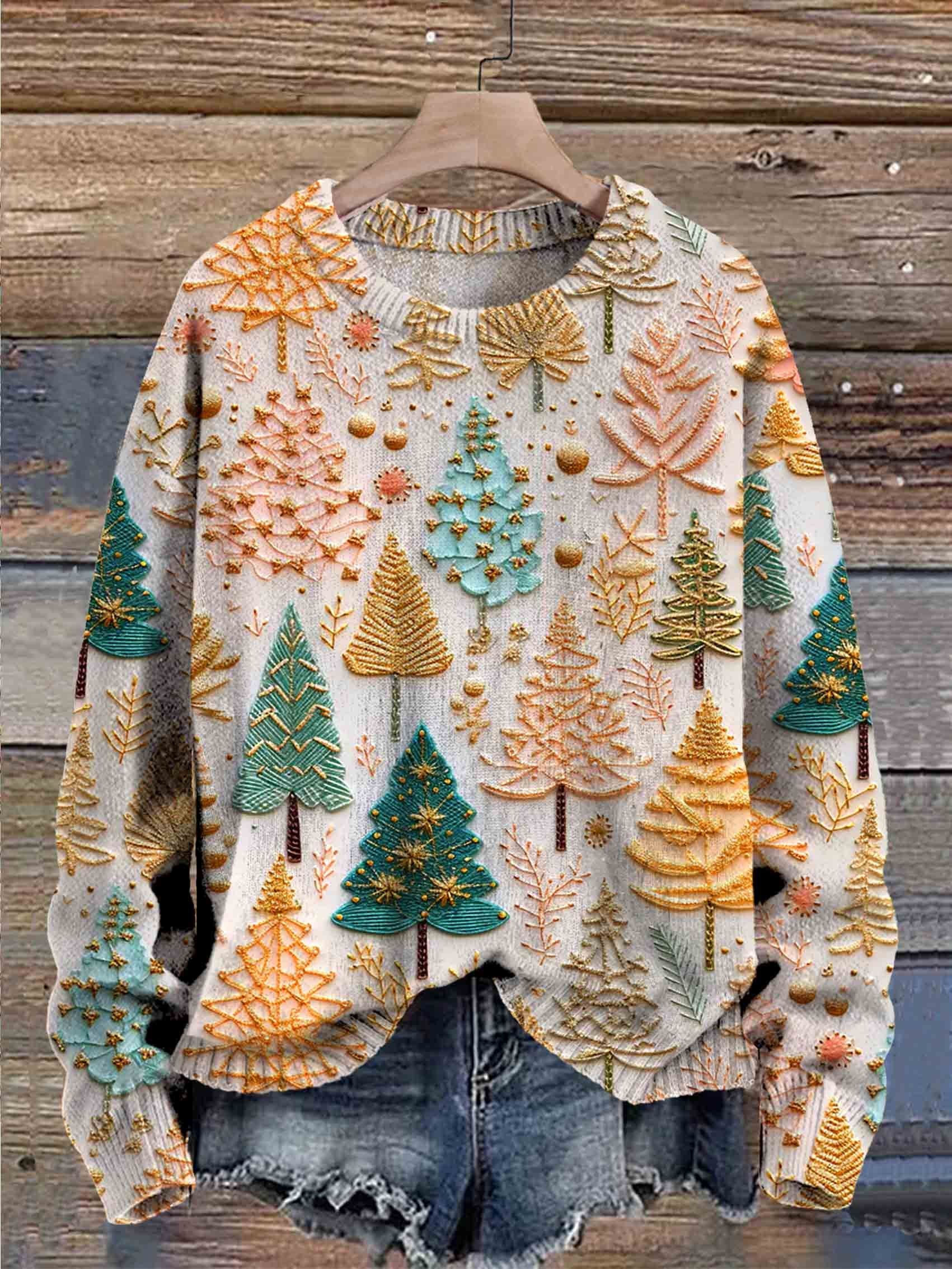Noelia - Damen Pullover mit Weihnachtsmotiv und Rundhalsausschnitt