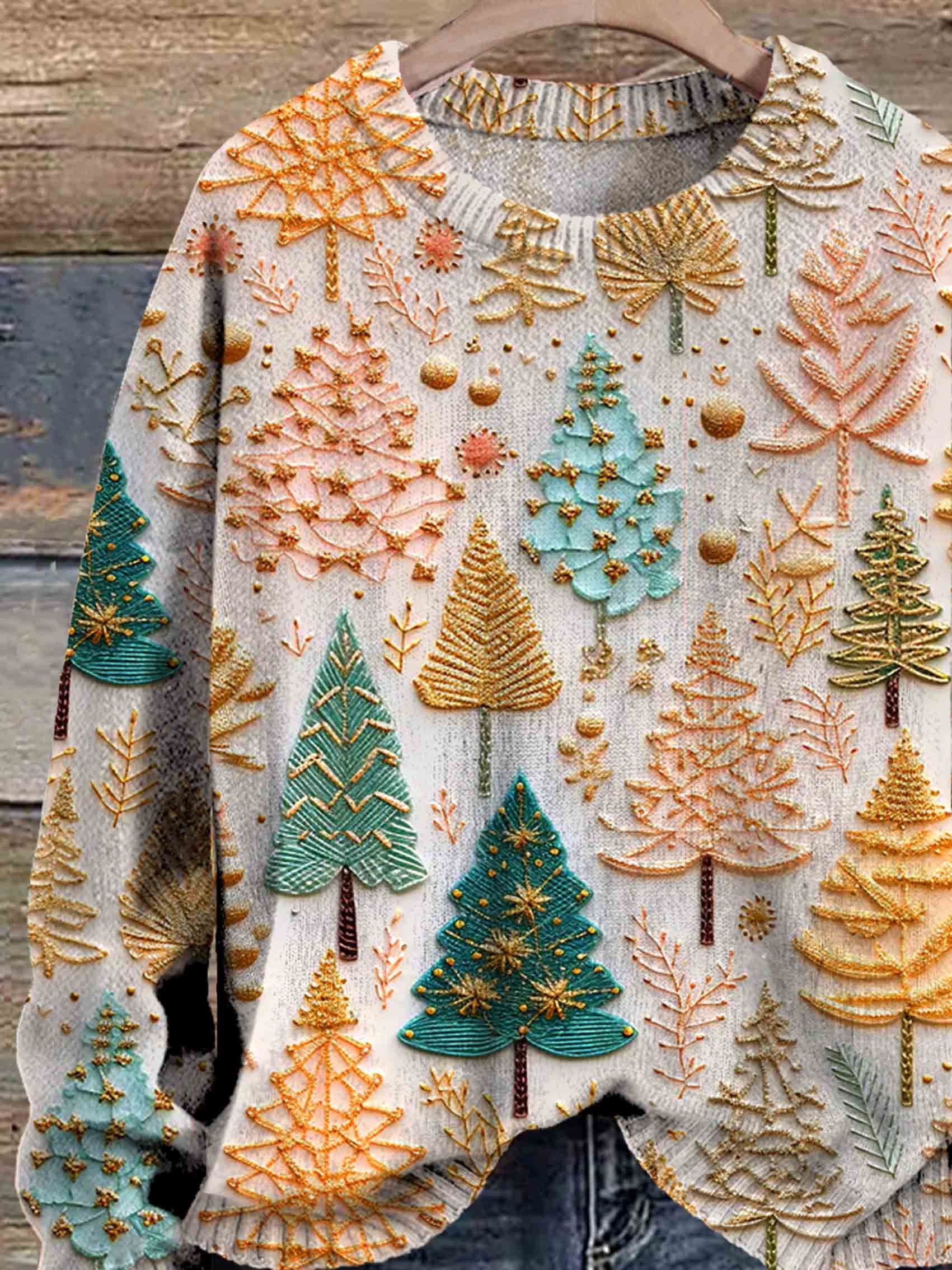 Noelia - Damen Pullover mit Weihnachtsmotiv und Rundhalsausschnitt