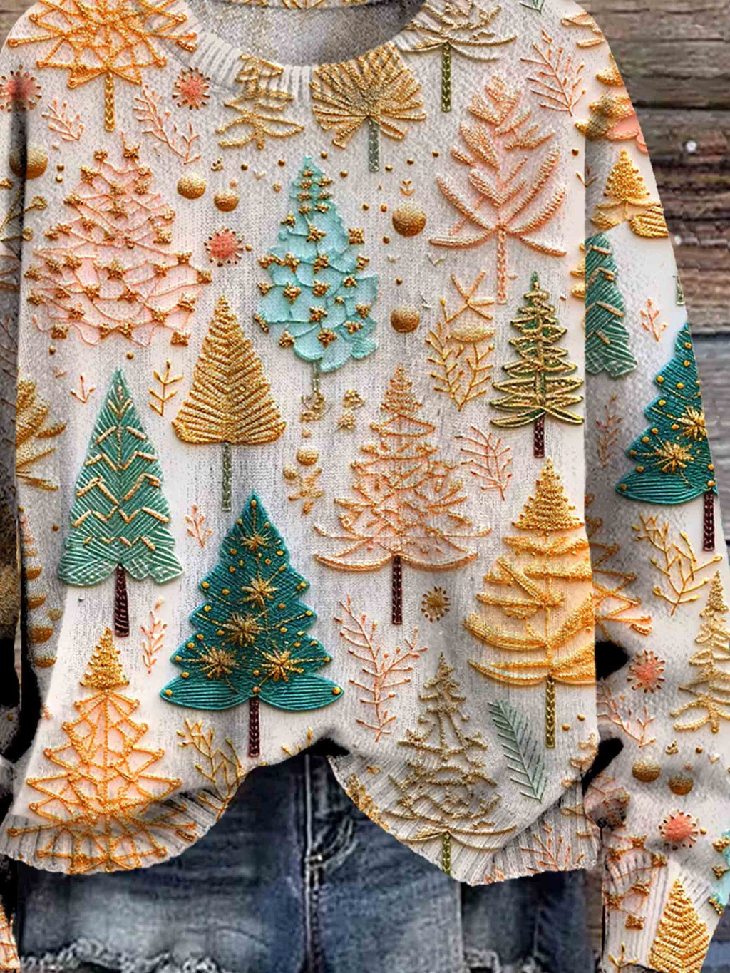 Noelia - Damen Pullover mit Weihnachtsmotiv und Rundhalsausschnitt