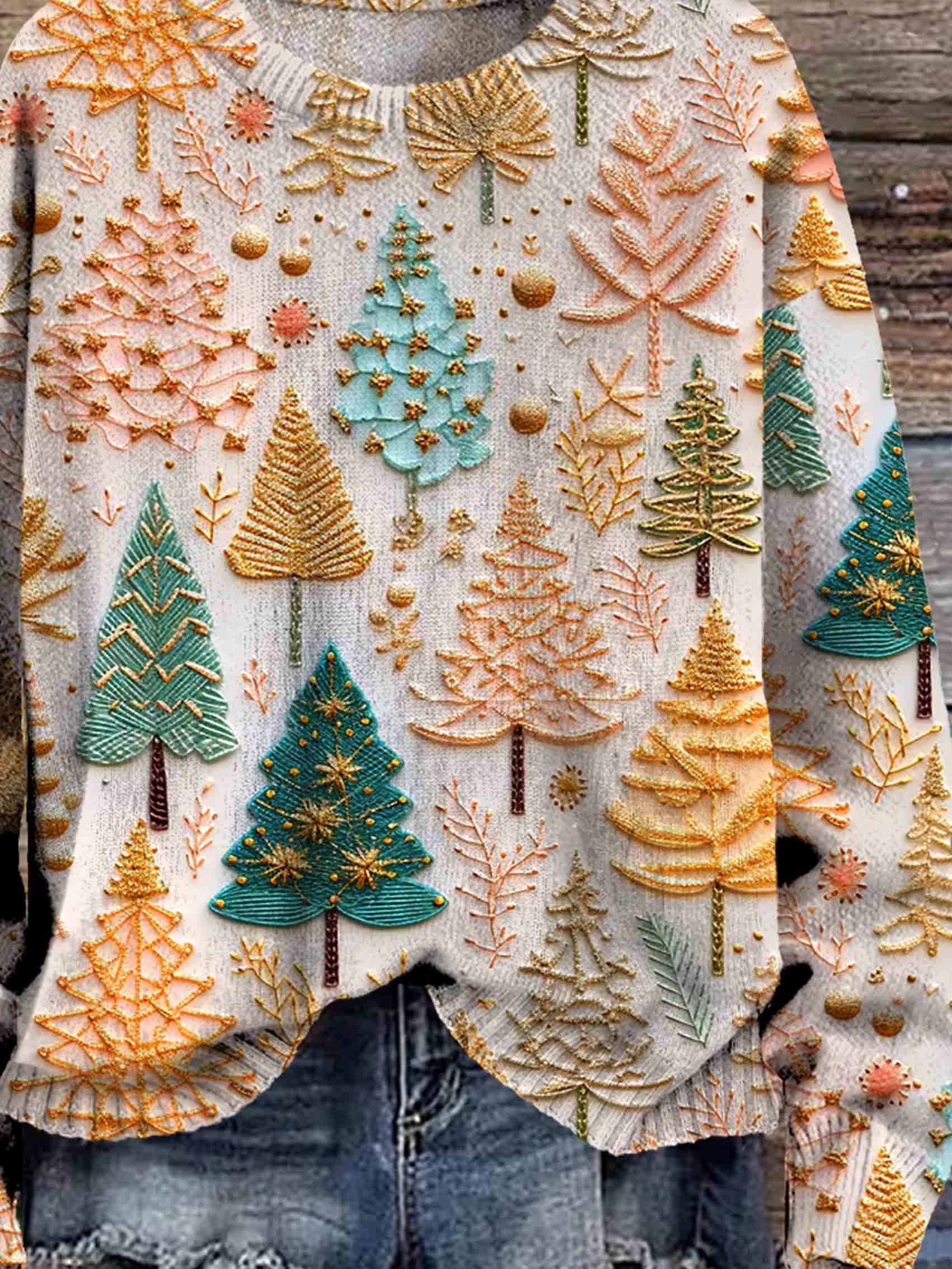 Noelia - Damen Pullover mit Weihnachtsmotiv und Rundhalsausschnitt