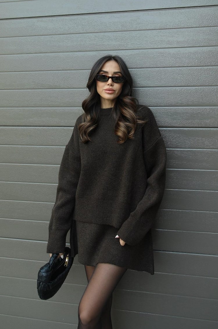 Natalia – Strick-Set Damen aus Pullover & Minirock im modernen Cozy-Look